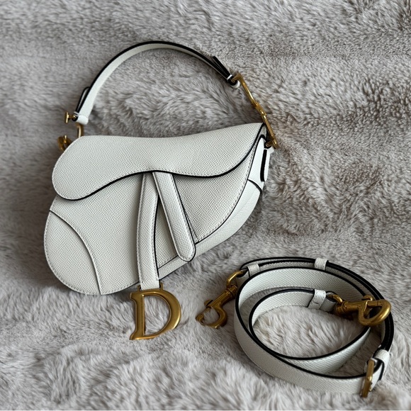 Dior Handbags - New Authentic Dior Mini Saddle Bag – White | Full Set